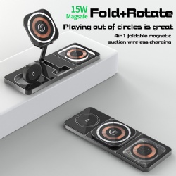 Foldable & retractable 3 in 1 magnetic wireless charger